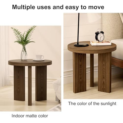 17.52" Small Round Side Table, Brown | Coffee Table with Smooth Thick Mesa, Circle End Table with X Shaped Stable Legs, Accent Tea Table for Living Room, Office - color: Brown, style: Side Table