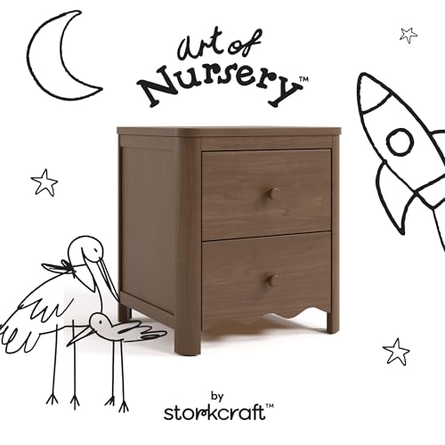 Storkcraft Casablanca 2 Drawer Nightstand, Hazelnut | GREENGUARD Gold Certified, Storage for Kids Bedroom, Premium Wood Nightstand with Iconic Wave Detailing and Rounded Posts - color: Hazelnut, style: Nightstand