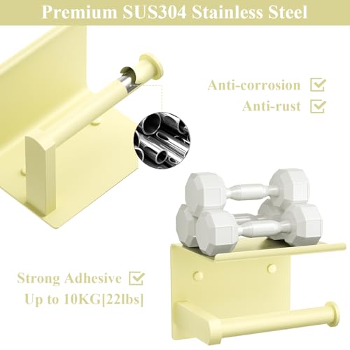 Toilet Paper Holder with Shelf Wall Mounted Toilet Paper Roll Dispenser | Heavy Duty Stainless Steel Sunlight Yellow - color: O-sunlight Yellow