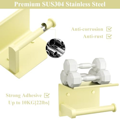 Toilet Paper Holder with Shelf Wall Mounted Toilet Paper Roll Dispenser | Heavy Duty Stainless Steel Sunlight Yellow - color: O-sunlight Yellow