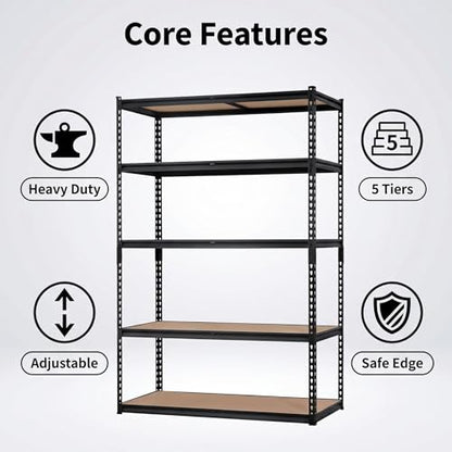 Heavy Duty Garage Storage Shelves 5-Tier Metal Adjustable Shelving Unit Storage Shelving for Kitchen Pantry Basement Bathroom Laundry, 2500 LBS Capacity, 48" l x 18" w x 72" h - size: 48"L x 18"W x 72"H