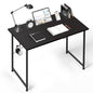 YSSOA Computer Desk Home Office Work Study Writing Modern Simple Table with Headphone Hooks - color: Basic Black, size: 40 Inch