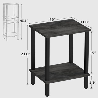 TUTOTAK End Table, Set of 2, Side Table, Nightstand, 2-Tier Storage Shelf, Sofa Table for Small Space, Living Room, Bed Room, Charcoal Grey TB01BY035(2PCS) - color: Charcoal Grey