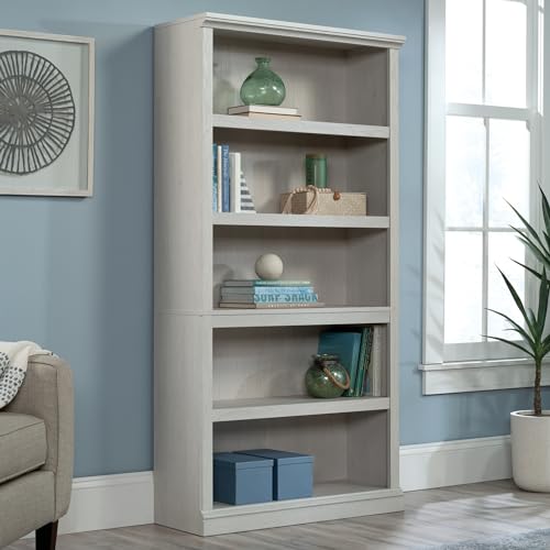 Sauder 5 Tier Book Shelf Wooden Bookcase Multipurpose Bookshelf for Home Office, Living Room, in Glacier Oak - color: Glacier Oak