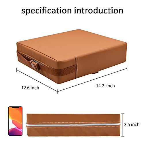 Toddler Booster Seat for Dining Table, PU Washable Double Safe Straps Non-Slip Bottom Booster Seat Dining Toddler, Portable Travel Increasing Cushion (Brown) - color: Brown