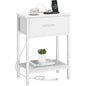 Vagusicc White Nightstand with Charging Station, End Table with Fabric Drawer, Small Side Table with 2-Tier Storage Shelves, 25.4" Tall Bedside Table, White Night Stand for Bedroom, Living Room, Dorm - color: White (1 Pack)