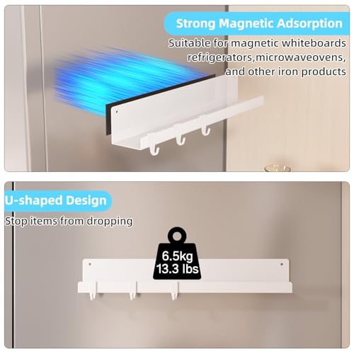 17 Inch Black Metal Magnetic Floating Shelves, Book Shelf 2-Pack | Strong magnetic shelf holds 14.33 lbs. Fits whiteboards, fridges, steel. Reusable, no drill. Great for classrooms.