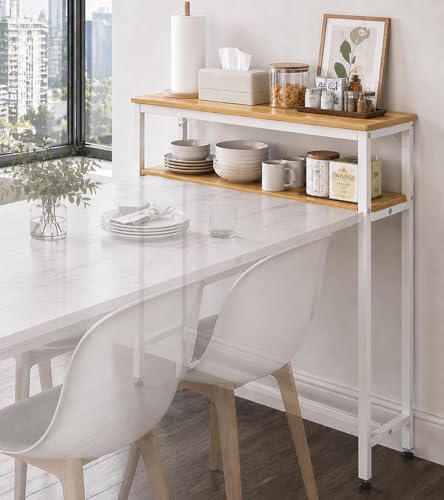 2-Tier Dining Table Side Rack, Narrow Kitchen Table Extension Shelf for Small Dining Table, Space Saving Storage Organizer for Small Kitchen Table for 2/4