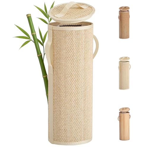 Bamboo Toilet Paper Storage Basket with Lid & Handle - 10L Handwoven Bathroom Organizer for 4 Rolls - Sturdy Stand Holder for Toilet Paper Organization, Light Natural - color: Light Natural, size: Small