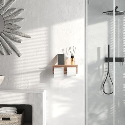 Rose Gold Toilet Paper Roll Holder with Shelf Wall Mounted for Bathroom (Rose Gold, Double Head) - color: Rose Gold