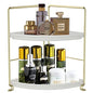 2-Tier Makeup Perfume Counter Organizer, Bathroom Corner Countertop Shelf Vanity Bedroom Storage Tray,Kitchen Spice Rack Standing Shelf(Gold,White) - size: Corner