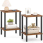 TUTOTAK End Table, Set of 2, Side Table, Nightstand, 2-Tier Storage Shelf, Sofa Table for Small Space, Living Room, Bed Room TB01BB035 - color: Brown and Black