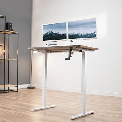 VIVO Compact Hand Crank Stand Up Desk Frame, White, DESK-M051MW | For 37 to 77 inch Table Tops, Height Adjustable, Ergonomic Standing Desk Legs, Foldable Handle - color: White