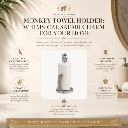 Arthur Court Monkey Paper Towel Holder - Aluminum Safari Design - 15 Inch Tall Countertop Accessory - size: Monkey