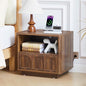Accent Bed Side Table with Charging Station, Mid Century Modern Nightstand with Storage for Bedroom, Low Rectangle End Table with Drawer for Living Room Couch, Office, Samll Spaces - Walnut - size: Walnut-drawer