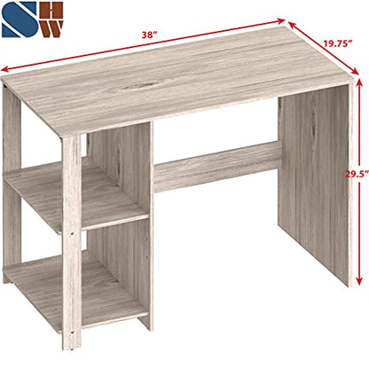 SHW 38-Inch Home Office Computer Desk with Shelves, Maple - color: Maple