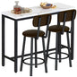 AWQM 3 Piece Bar Table Set of 2,39.3" Pub Bar Table and Chairs Set,Faux Marble Bar Height Table with 2 Backrest Stools,Small Dining Table for 2,Kitchen Table Set for Small Space,White & Brown - color: White & Black & Brown