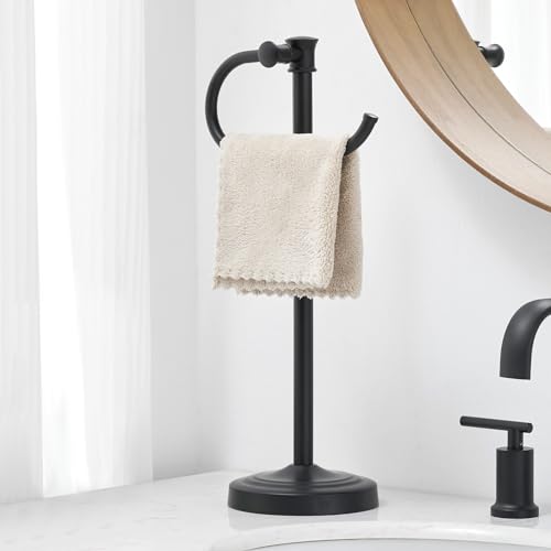 Stand Hand Towel Holder, Countertop Towel Bar, Matte Black | 17 Inch Bathroom Towel Hanger, Freestanding Vanity Counter Top Towel Holder, Towel Ring Hardware Accessories, Stainless Steel - color: Matte Black