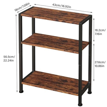 3-Tier Side Table, Small End Table, Sofa Side Table for Narrow Spaces, Slim End Table, Nightstand Table, for Living Room Bedroom Office, Rustic Brown - color: Rustic Brown