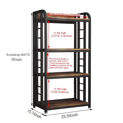 Microwave Oven Stand with Storage 4 Tiers, Free Standing Microwave Oven Stand Coffee Bar Adjustable Kitchen Shelves Kitchen Storage Shelf Rack Bakers Racks for Kitchens(Brown) - color: Brown