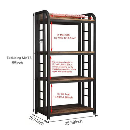 Microwave Oven Stand with Storage 4 Tiers, Free Standing Microwave Oven Stand Coffee Bar Adjustable Kitchen Shelves Kitchen Storage Shelf Rack Bakers Racks for Kitchens(Brown) - color: Brown