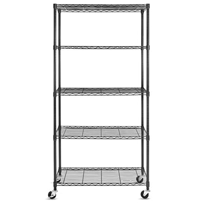 5 Tier Shelf Shelving Unit with Wheels,Adjustable Metal Shelves for Storage, NSF Wire Shelving Rack,350lbs Loading Capacity Per Shelf Storage Shelves for Kitchen Garage, 36" D x 16" W x 75" H - size: 5tier 36"D x 16"W x 75"H