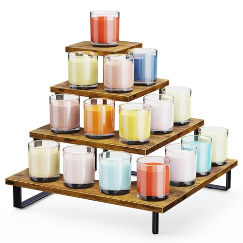 ELITEROO 4 Tier Display Riser Stand, Wood & Metal, Space Saving Corner Stand for Retail, Vendor & Home Use - size: Corner
