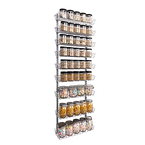 SWOMMOLY Adjustable Wall Mount Spice Rack, 9-Tier Dual-use (Multi-use) Organizer, Silver - color: Silver, size: 9-Tier