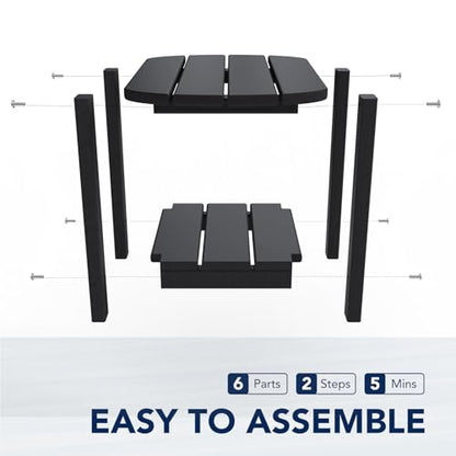 nalone Adirondack Side Table 16.5" Outdoor Side Table HDPE Plastic Double Adirondack End Table Small Table for Patio (Black) - color: Black