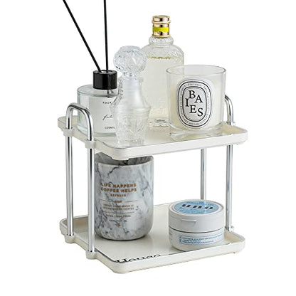 7.87 Inch Desktop 2-Layer Storage Rack,Countertop Storage Shelf for Bathroom, Kitchen, Living Room, Bedroom, Dressing Table,White - size: 7.87 Inch