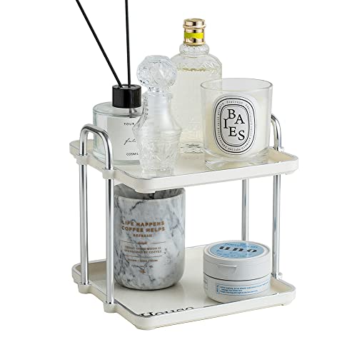 7.87 Inch Desktop 2-Layer Storage Rack,Countertop Storage Shelf for Bathroom, Kitchen, Living Room, Bedroom, Dressing Table,White - size: 7.87 Inch