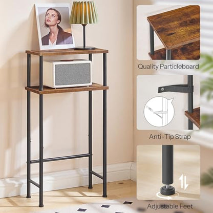 HOOBRO Narrow Console Table for Small Space, 15.7" Entryway Table with Storage, Sofa Table with 2 Shelves, Skinny Console Table for Entryway, Hallway, Living Room, Rustic Brown and Black BF40XG01 - color: Rustic Brown + Black