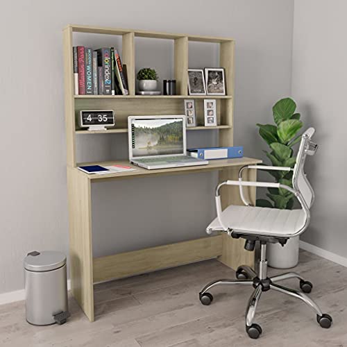 Corner Desk with Storage Shelves, Sonoma Oak Engineered Wood Computer Workstation, Compact Home Office Writing Desk for Small Spaces, Rectangular - color: Sonoma Oak
