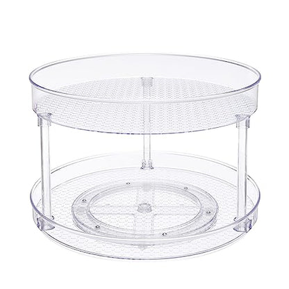 Amazon Basics 2 Tier Lazy Susan Turntable Organizer for Condiments, 12" Diameter, Clear - size: 12" Diameter, 2 Tier