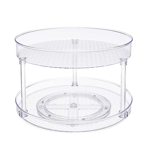Amazon Basics 2 Tier Lazy Susan Turntable Organizer for Condiments, 12" Diameter, Clear - size: 12" Diameter, 2 Tier