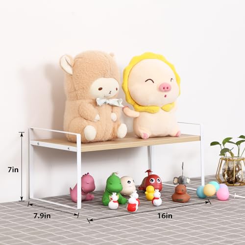 YGYQZ Desk Shelf Organizer for Top of Desk, 1-Tier Desktop Bookshelf, White & Wood - color: 1-tier White/Wood