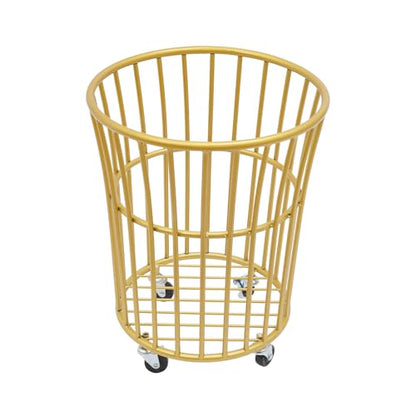 Wire Metal Rolling Laundry Basket on Wheels | Mesh Wire Laundry Basket Storage Cart for Bathroom Bedroom Dirty Clothes Storage,11.8in Base Diameter, 14.2(D)×15.7in(H) - size: C