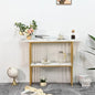 ZeHuoGe Modern Luxury Gold Metal Frame Console Table, Chic Entryway Table with Storage Shelf for Living Room Decor