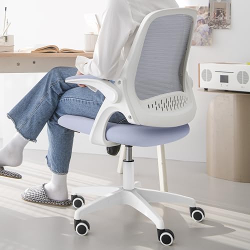 NEO CHAIR Office Desk Gaming Ergonomic Computer Chair with Lumbar Back Support Adjustable Height Swivel Rolling Wheels Flip-up Arms Mesh Chair for Home Vanity (Purple) - color: Purple