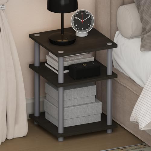 Furinno Turn-N-Tube Toolless 3-Tier Night Stand, Nightstand, Espresso | Open Shelf, Soft-Corner, Bedside Table, End Table, Side Table, for Bedroom, Closet, Dorm - color: Espresso/Black, size: 1-Pack, 3-Tier (14.6" x 14.6")