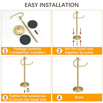 Stand Hand Towel Holder, Countertop Towel Bar, Brushed Gold | 17 Inch Bathroom Towel Hanger, Freestanding Vanity Counter Top Towel Holder, Towel Ring Hardware Accessories, Stainless Steel - color: Brushed Gold