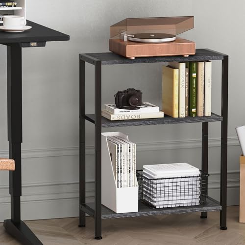 3-Tier Side Table, Small EndTable, Sofa SideTable for Narrow Spaces, Slim EndTable, NightstandTable, Skinny Bedside Table, for Living Room, Bedroom, Office, Black - color: Black