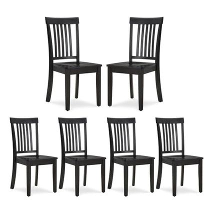 COLAMY Wooden Dining Chairs Set of 6, Farmhouse Dining Room Chairs, Windsor Spindle High Back Side Chairs, Armless Rubberwood Kitchen Table Chairs, Dark Brown - color: Dark Brown, size: Set of 6