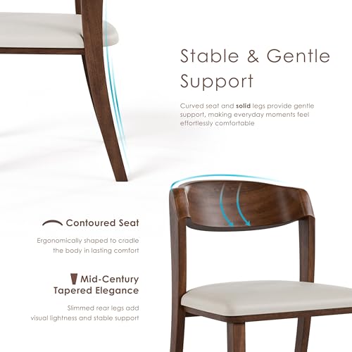 Furniture of America Nazaen IV Mid-Century Modern Solid Wood 20-inch Side Chairs Set of 2 with Curved Backrest, Semi-Handmade, Upholstered Seating for Home Kitchen, Dining Room, Rich Walnut - color: Rich Walnut, size: Style 4