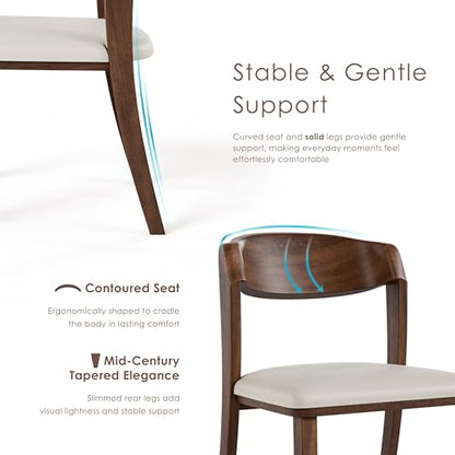 Furniture of America Nazaen IV Mid-Century Modern Solid Wood 20-inch Side Chairs Set of 2 with Curved Backrest, Semi-Handmade, Upholstered Seating for Home Kitchen, Dining Room, Rich Walnut - color: Rich Walnut, size: Style 4