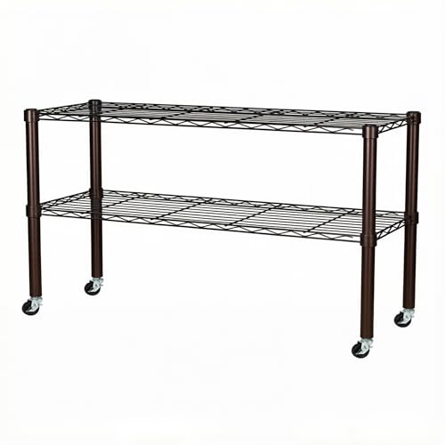 Wire Shelving Unit on Caster,36"W x 14"D x 20"H Metal Storage Display Shelf | Adjustable Carbon Steel Standing Shelving Rack for Garage Bathroom Kitchen Home Office Living Room (2-Tiers, Black) - color: Black, size: 2-Tiers