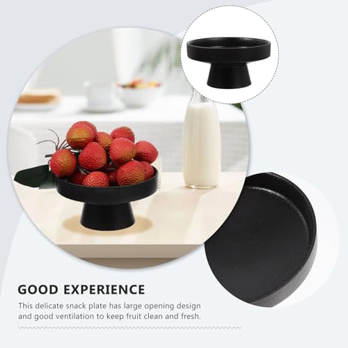 DOITOOL Ceramic Footed Bowl - 5 inch Decorative Pedestal Bowl Fruit Fruit Tray Dessert Display Stand Serving Dishes for Home Kitchen Counter Centerpiece Table Decor - Black