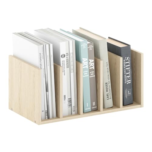 Furinno HERMITE Desk File Folder Organizers, 5-Space Vertical Desktop Office Organization Racks, Desk Top Display Book Shelf, for Paper, Office Supplies, Magazine, Bauhaus Oak - color: Bauhaus Oak, size: 16.3-Inch