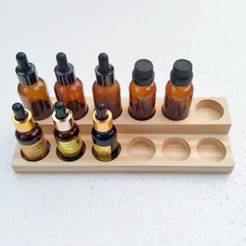 2 Pack 2-Tier Slanted Wooden Essential Oil Organizer - Perfume/Nail Polish Display Stand, Sturdy Space-Saving Countertop Rack for Small Cosmetics & Clear View - style: 2 Layers