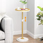 Small Side Table, Drink Table, Height Adjustable Round End Table, Pedestal Side Table for Small Spaces in Living Room, Bedroom, Gold - color: Gold